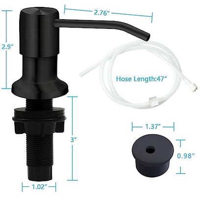 Sink Soap Dispenser, Kichen Sink SoapDispenser, 47" Extension Tube kit, Under Sink Soap Dispenser Pump, No Need More Refills （Black-2 Pack） - color: Black-2 Pack