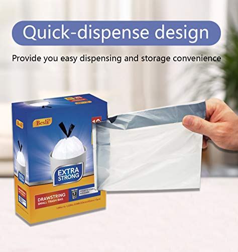Besli 1.2 Gallon Drawstring Trash Bag Small Garbage Bag,120 Counts (White, 1.2 Gallon) - style: 1.2 Gallon