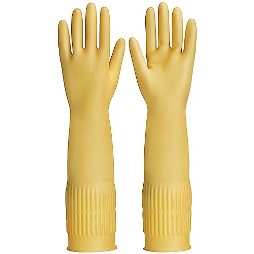 Rubber gloves on dishwashing cleaning 3 or 6 Pairs,Kitchen dish gloves,Reuseable. - size: Small(Pack of 3)