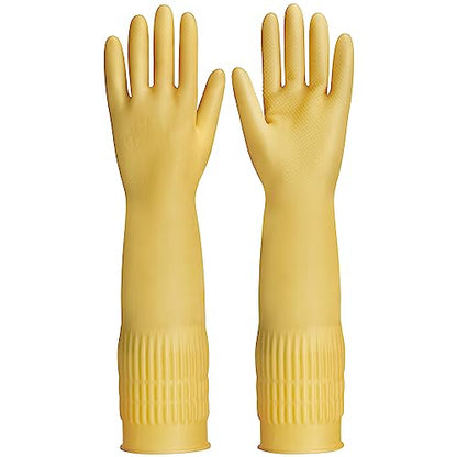 Rubber gloves on dishwashing cleaning 3 or 6 Pairs,Kitchen dish gloves,Reuseable. - size: Medium(Pack of 6)