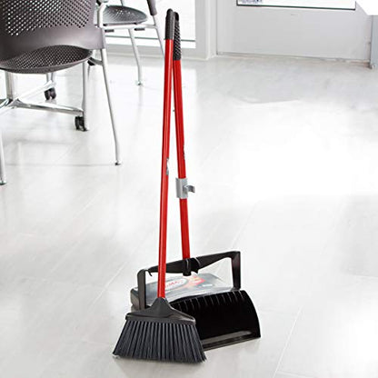 Libman Commercial 919 Lobby Dust Pan and Broom Set (Open Lid), 41" Length, 12" Width, Black/Red (Pack of 2)