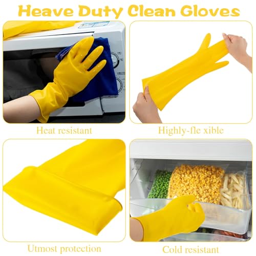 Rubber Reusable Gloves Long Household Dishwashing Gloves Kitchen Cleaning for Dishes Clean Gardening - color: Yellow, size: X-Large