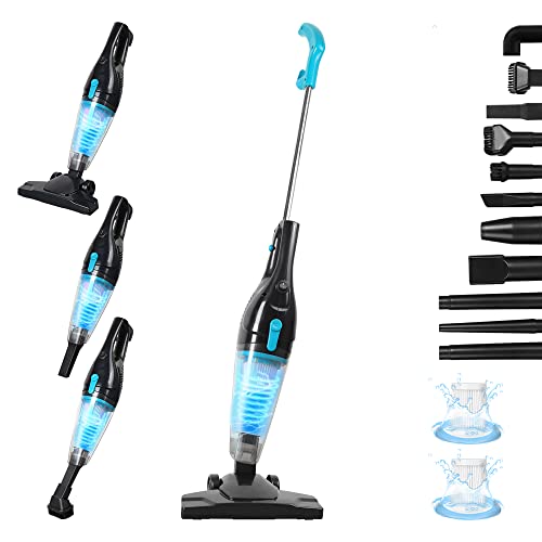 Intercleaner Corded Vacuum Cleaner, 15KPa Powerful Suction with 400W Motor, 12 in 1 Lightweight Bagless Stick Vac with Handheld, Ultra Quiet, for Hardwood Floor Carpet Car Pet Hair - color: #3 Black