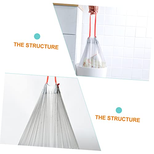 LALAFINA 5 Rolls of Heavy-Duty Drawstring Trash Bags Disposable Plastic Rubbish Bags for Kitchen and Household Use Easy to Carry and Use Random Color
