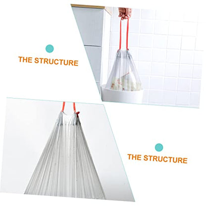 LALAFINA 5 Rolls of Heavy-Duty Drawstring Trash Bags Disposable Plastic Rubbish Bags for Kitchen and Household Use Easy to Carry and Use Random Color