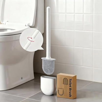 Silicone Toilet Brush Set, Rv Toilet Cleaner Brush, Wall Mounted Holder, Anti-Drip Design, Flexible Bristles for Easy Cleaning, Suitable for Various Usage scenarios (White) - color: White