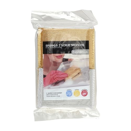 Casabella Sparkle Scrub Sponge Set Absorbent Sponges with Scrubber Exterior Dishwasher-Safe, 4-Pack - size: 4-Pack