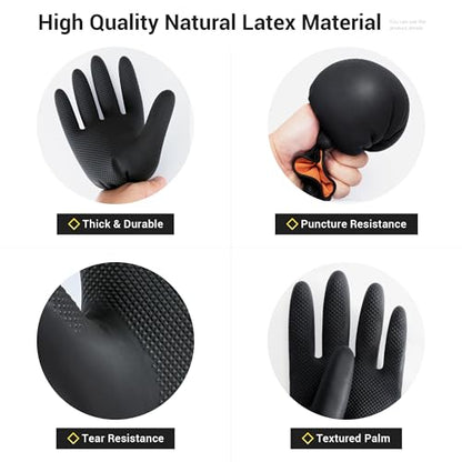 ThxToms 3 Pairs Dishwashing Gloves, Reusable Latex Cleaning Gloves for Housework Kitchen Bathroom, Durable Flexible & Anti-slip, Smooth Lining, Easy On & Off, Extra Large, Black - size: X-Large (3 Pair)
