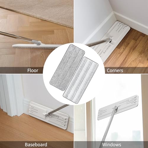 10Pcs Joymoop Mop Replacement Pads, 15 * 4.9'' Universal Mop Pads Mop Head Refills Washable Wet Mop, Compatible with Most 11-14” Size Mops - color: Grey + White, size: 15 * 4.9''