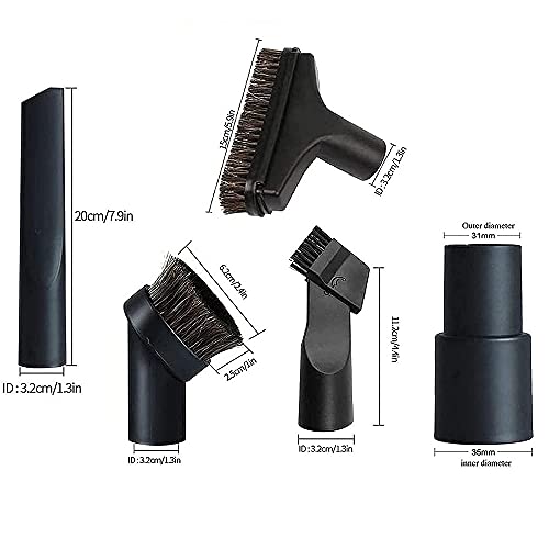 32mm Vacuum Attachments Accessories, Vacuum Cleaning Set Brush Nozzle Crevice Tool with 35mm to 32mm Hose Adapter 5pcs