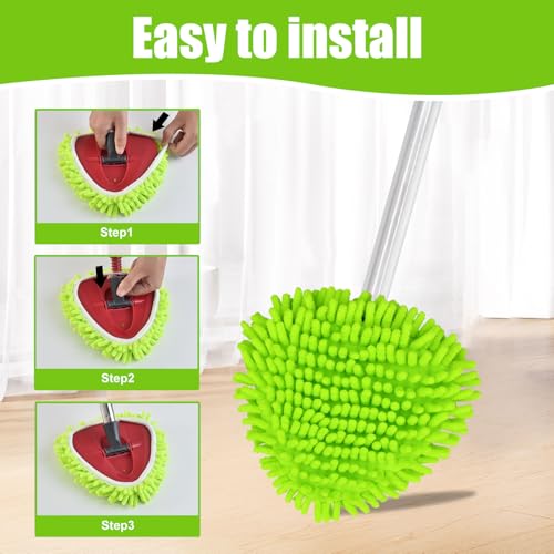 4 Pack Mop Replacement Heads Compatible with Ocedar EasyWring Spin Mop 1 Tank System Wet-Dry Chenille Mop Pad for EasyWring Mops Cloth Reusable Household Floor Cleaning and Machine Washable
