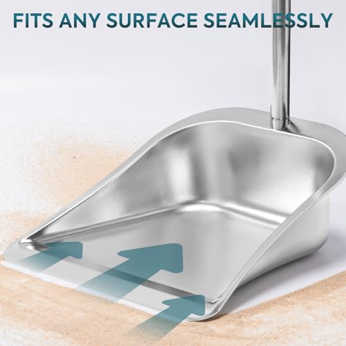 Yangbaga Dust Pans with Long Handle - 35”Heavy Duty Metal Upright Stand Up Dustpan - Long Handled Stand Up Dustpans - Best Dustpans for Home/Lobby/Shop/Garage/Yard - size: dustpan only