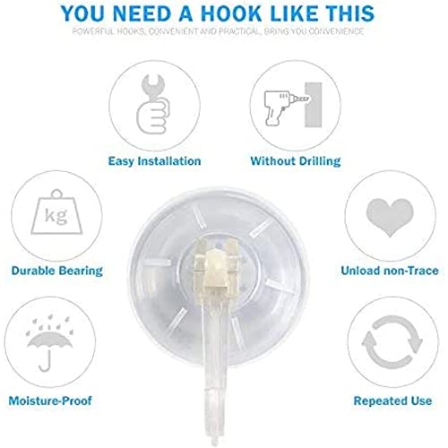 1st Choice Clear Plastic Suction Cup Hooks, 2 Pack Ultra Heavy Duty Power Lock Vacuum Traceless Smooth Waterproof Oil-Proof Wall Shower Kitchen Window Bathroom Holder - size: 2 pcs