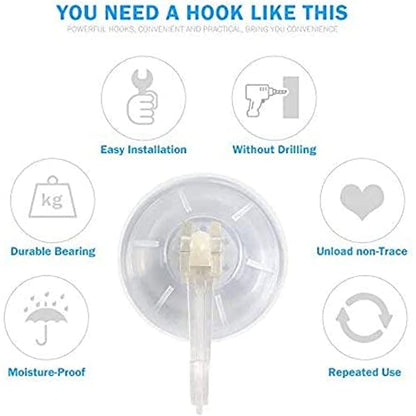 1st Choice Clear Plastic Suction Cup Hooks, 4 Pack Ultra Heavy Duty Power Lock Vacuum Traceless Smooth Waterproof Oil-Proof Wall Shower Kitchen Window Bathroom Holder - size: 4 pcs