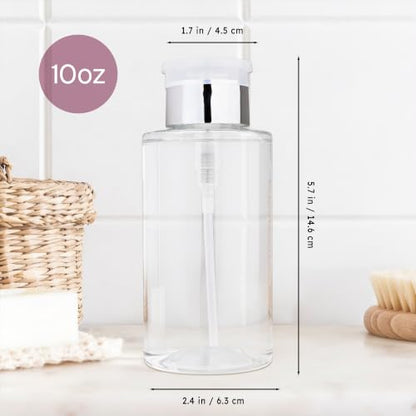 10oz PANA Silver Push-Down Dispenser Bottle - 1 Bottle - Empty Refillable Pump Bottle for Nail Polish Remover Liquid Lotion Cream - color: Silver, size: 10 Ounce - 1 Bottle