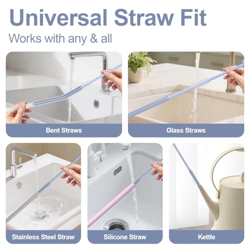 YOTIME Silicone Straw Cleaner Brush, 2 Pcs Reusable Straw Brush(6mm+9mm) for Cleaning Narrow & Wide Straws, Tumblers, Blue - color: Blue