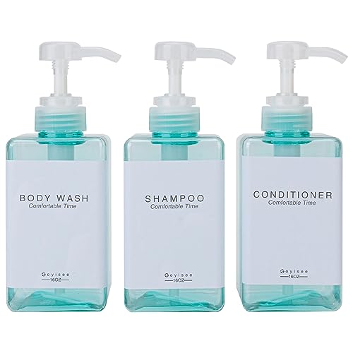 Refillable Shampoo and Conditioner Bottles for Shower Wall,Shampoo and Conditioner Dispenser with Pump No Drill (3 Bottles-Teal) - color: 3 Bottles-teal