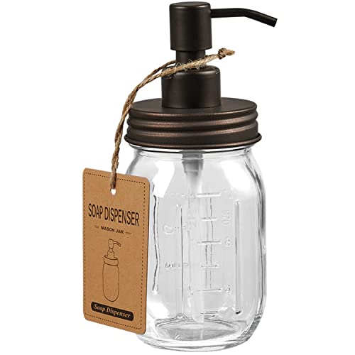 Amolliar Mason Jar Liquid Soap Dispenser, 16OZ Stainless Steel Pump Lid & Waterproof Stickers, Refillable Hand Soap, Dish Soap Dispenser for Kitchen, Bathroom Accessories Set, Farmhouse Decor, Bronze - color: Bronze, size: 1 Pack