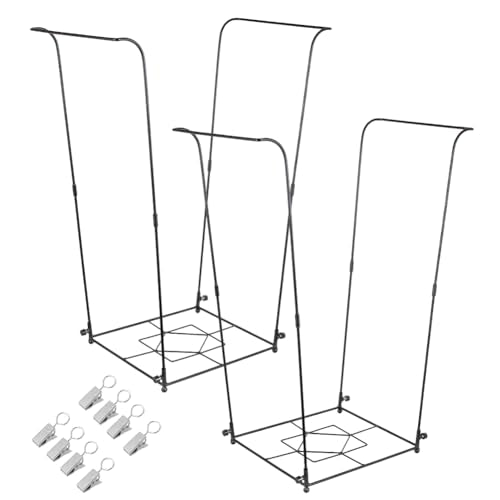 2 Pack Trash Bag Holder, 30-45 Gallon Metal Garbage Bag Holder, Multi-use Portable Trash Bag Holder Stand, Square Pattern Base Leaf Bag Holder for Patio, Yard, Garden - color: BlackC-2 PCS