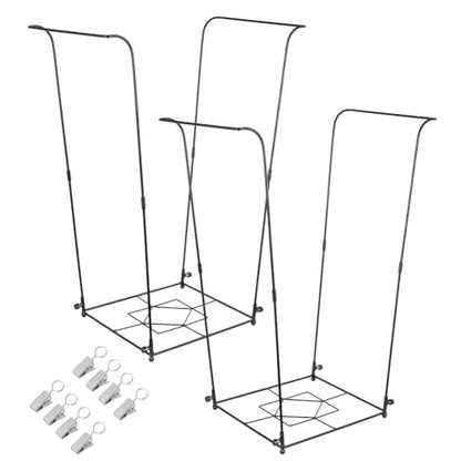 2 Pack Trash Bag Holder, 30-45 Gallon Metal Garbage Bag Holder, Multi-use Portable Trash Bag Holder Stand, Square Pattern Base Leaf Bag Holder for Patio, Yard, Garden - color: BlackC-2 PCS