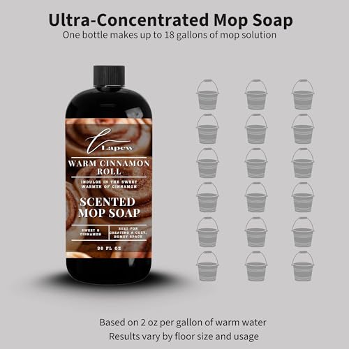 Lapew Warm Cinnamon Roll Scented Mop Soap - Luxury Floor Cleaner Concentrate for Mopping Tile, Laminate, Vinyl & Hardwood | Streak-Free, Low-Foam | 36 oz