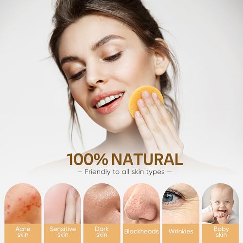 GAINWELL 50-Count Compressed, GAINWELL Cellulose, 100% Natural Cosmetic Spa Sponge for Facial Cleansing, Exfoliating Mask, Makeup Removal - color: Yellow, size: 50 Count (Pack of 1)