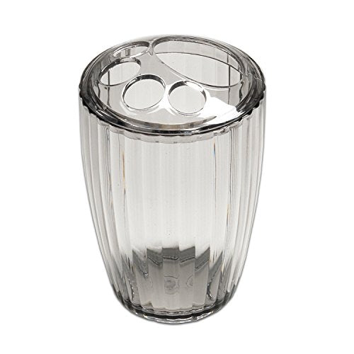 Sweet Home Collection Ribbed Acrylic Bathroom Durable Scratch Resistant Modern Set or Individual Bath Accessories, Toothbrush Holder, Black - color: Black, size: Toothbrush Holder