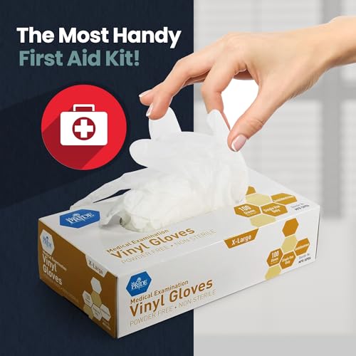 MED PRIDE Disposable Medical Grade Vinyl Exam Gloves, Latex & Powder Free, Ultra-Strong, for Healthcare & Food Handling (X-Large (Pack of 100) 100 Clear) - size: X-Large (Pack of 100)