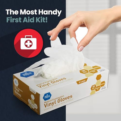 MED PRIDE Disposable Medical Grade Vinyl Exam Gloves, Latex & Powder Free, Ultra-Strong, for Healthcare & Food Handling (X-Large (Pack of 100) 100 Clear) - size: X-Large (Pack of 100)