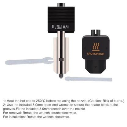 H2D/H2S Hotend 0.4mm Hardened Steel Nozzle Assembly, 2PCS H2D Print Head Replacement Parts Compatible with Bambu Lab H2D H2S A1 Mini Print Head, - style: H2D/H2S Hotend 0.4mm