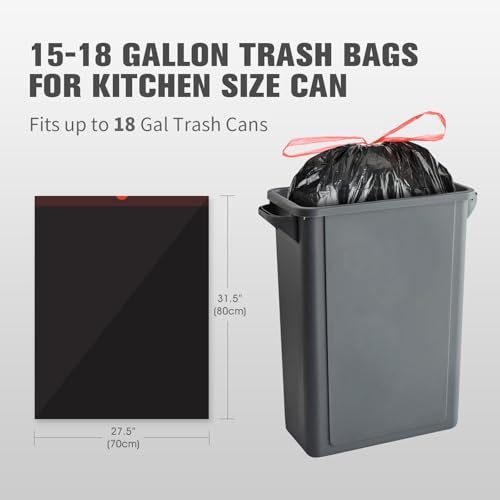 15-18 Gallon Black Trash Bags with Drawstring, 102 Count | Fit 16, 17 Gal High Density Large Garbage Bags, Strong Plastic Trash Can Liners for Kitchen Lawn Commercial - style: 15-18 Gallon (102 Count, Black)