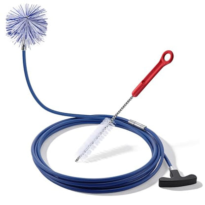 Dreyoo Pellet Stove Cleaning Brush Kit, 20 FT Flexible Steel Rod with 3" Brush Head, T Handle, Multi Purpose Flue Detail Cleaner, Nylon Stove Flue Pipe Kit for Pellet Furnace Exhaust Pipes - size: 20FT with 3" Brush Head