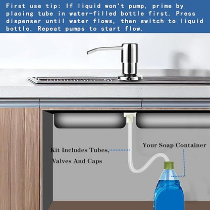Soap Dispenser for Kitchen Dish Sink Built in Soap Dispenser Pump Chrome Platingd with 47" Extension Tube Kit - color: Electroplated-tube