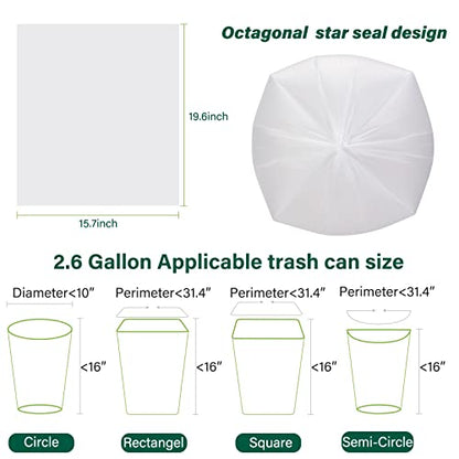 Inwaysin Biodegradable 2.6 Gallon Trash Bags, 180 Count, Scented Free, Translucent, Thickening & Leaking Proof, Suitable for Most Trash Cans, Perfect for Home or on the Go - style: 2.6 Gallon 180 Counts