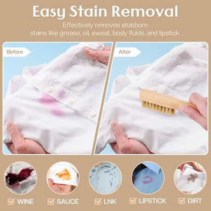 3 Pcs Wood Laundry Stain Brush Stain Remover Brushes with Boar Bristle Small Stain Brush for Clothes for Scrubbing Stains from Furniture Fabric Leather(3 Pcs E) - style: 3 Pcs E
