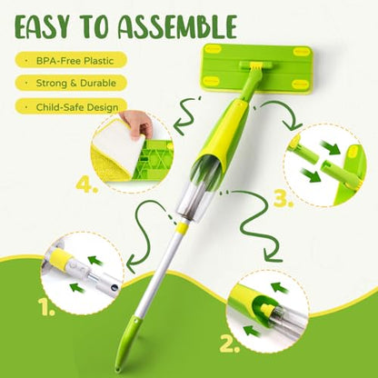 Kids Cleaning Toy Set,Mini Spray Mop Montessori Toys Pretend Play Cleaning Tool for Toddlers with Spray Mop & Kids Broom Dustpan Set Cleaning Toys Gift for Toddlers Girls Boys Age 3+ - size: Green, style: Cleaning Set