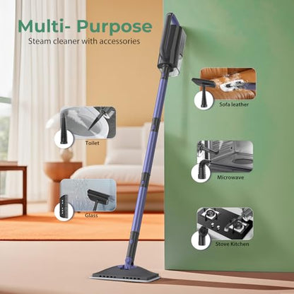 6-in-1 Steam Mop with Detachable Handheld Steamer Professional Steam Mop for Floor Cleaning, Sanitizing Steam Cleaner with Hot Vapor Technology Amethyst