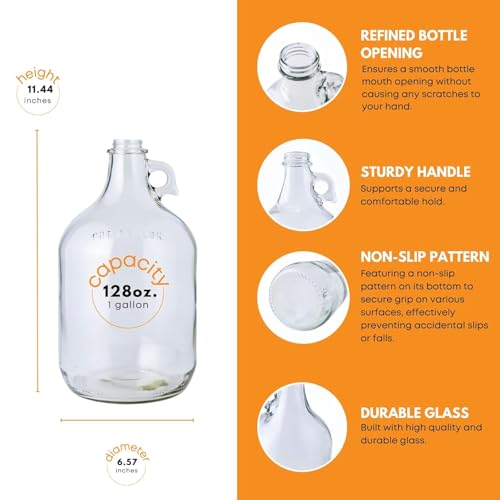 Fastrack 4-Pack 1 Gallon Glass Jug Laundry Detergent Dispenser – Airtight Screw-Top Container | Non-Slip Base | Detergent Pump Dispenser or Syrup Pump | Eco Friendly Food Grade - size: 1 Gallon - 4 Pack