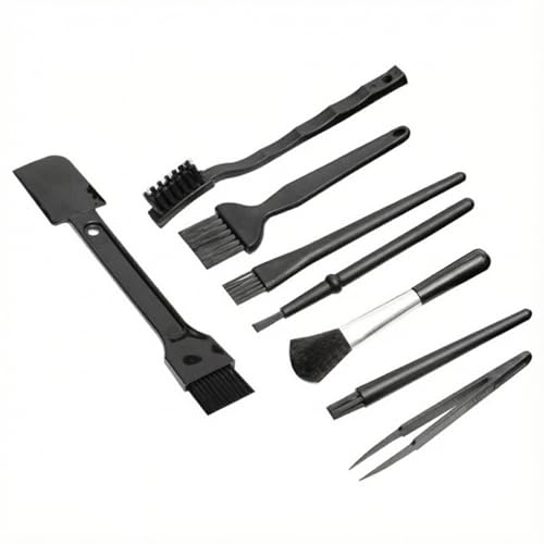 Keyboard Cleaning Kit with Anti Static Brush, 8-Piece Black Dusting Tool Set for Keyboards, Laptops, Screens, Vents, and Small Devices, Compact Storage for Home Office - size: Medium