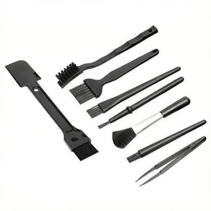Keyboard Cleaning Kit with Anti Static Brush, 8-Piece Black Dusting Tool Set for Keyboards, Laptops, Screens, Vents, and Small Devices, Compact Storage for Home Office - size: Medium