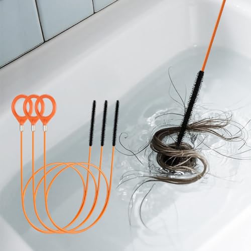 1/3pcs Extra Long Stainless Steel Drain Pipe Unclogging Hook,Nylon Coated-Suitable for Bathroom Sink, Bathtub/Shower Drain Pipes/Plumbing Accessory|Durable Nylon Material, Drain Cleaning Too (3pcs) - size: 3pcs