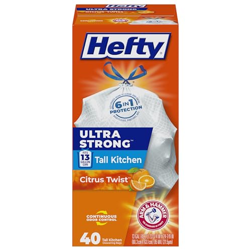 Hefty Ultra Strong Tall Kitchen Trash Bags - Citrus Twist, 13 Gallon, 40 Count - size: 40 Count, style: Citrus Twist