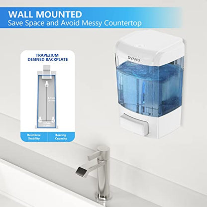 SVAVO Wall Mounted Soap Dispenser Kitchen Bathroom Manual Soap Dispenser Refillable Hand soap Dispenser for Liquid Contianers Shampoo Gel Chamber for Household Commerical 23.7oz (700ml) ABS - color: Full White