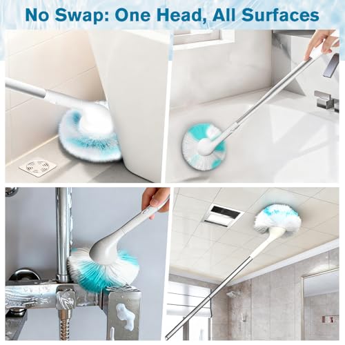 Tub Tile Scrubber Brush with 48" Long Handle, 2026 Version 1 Pc Non-Scratch Soft Tub Mop, All-in-One Adjustable Bathroom Brush for Bathtub, Shower, Sink, Faucet, and Wall Tile（1）