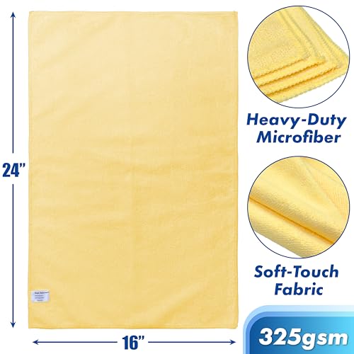 Simple Houseware 9-Pack Microfiber Cleaning Towels, Heavy-Duty & Reusable Cloths for Home, Kitchen, and Car, 16" x 24", 325 GSM - size: 9 Pack