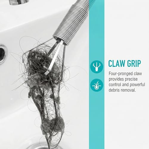 35 inch Drain Snake Hair Drain Clog Remover Tool,Flexible Grabber Claw Pick Up Reacher Tool for Litter Pick, Toilet, Sewer, Shower, Kitchen Sink