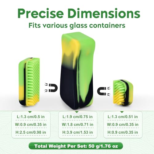 Magnetic Glass Cleaner Kit - Deep Cleans Hard-to-Reach Glassware & Narrow Pipes Two Reusable Silicone Scrubbers with Handle Perfect for Intricate Shapes, Black - color: Black