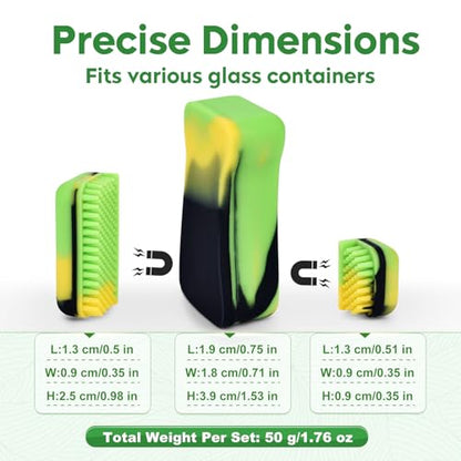 Magnetic Glass Cleaner Kit - Deep Cleans Hard-to-Reach Glassware & Narrow Pipes Two Reusable Silicone Scrubbers with Handle Perfect for Intricate Shapes, Black - color: Black