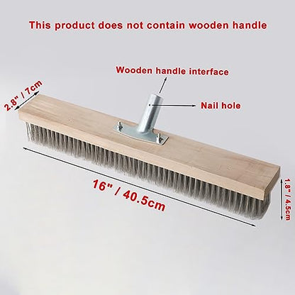 16" Heavy-Duty Rough Surface Floor Brush,Stainless Steel Wire Large Deck Scrub Brush 16" x 2.7” Removes Snow, Dirt & Grime on Drivways, Steps, Patios, Decks, Tile, Cement Without Stick (16") - size: 16"