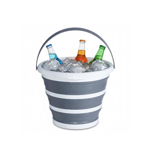 10L Round Collapsible Bucket, 2.6 Gallon Portable Folding Water Container with Handle for Camping, Fishing, Hiking, Travel & Gardening